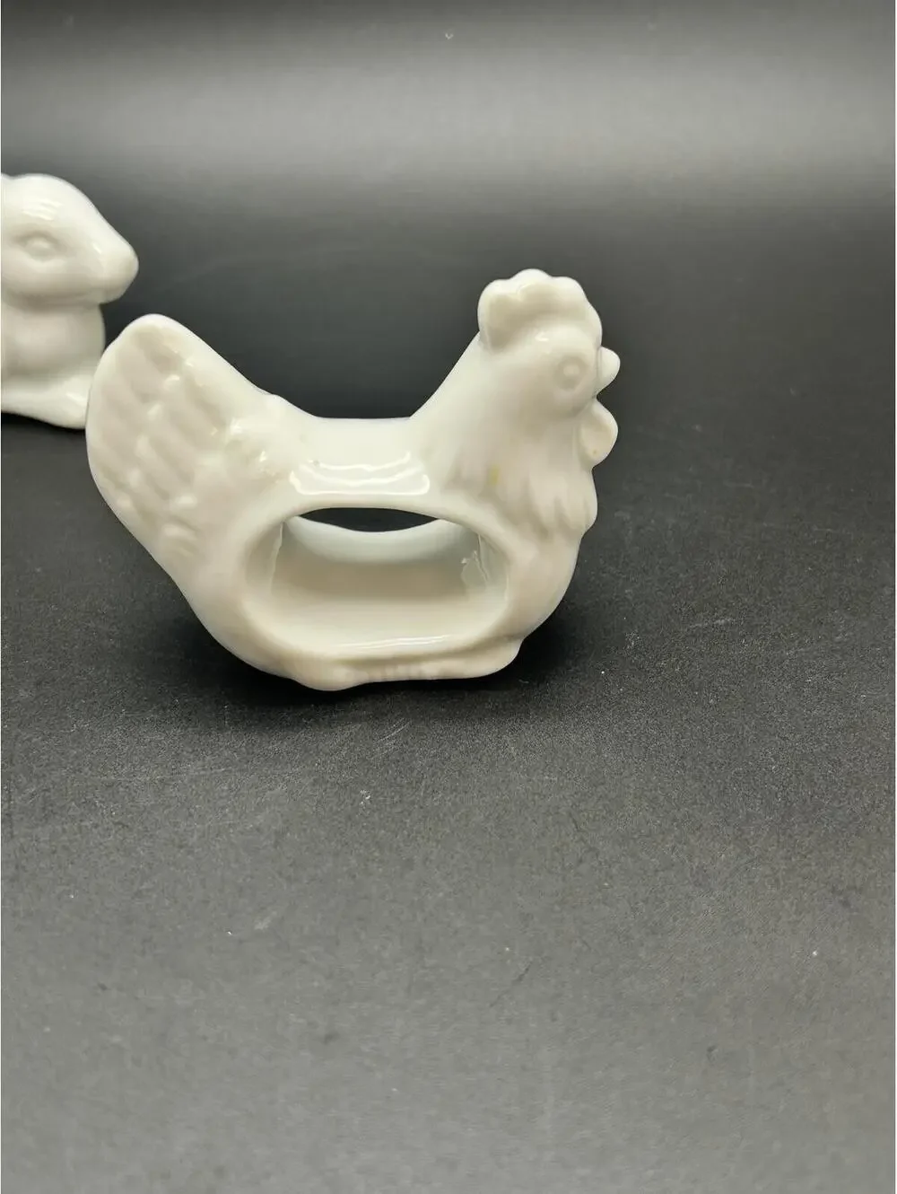 Vintage white porcelain animal themed napkin rings